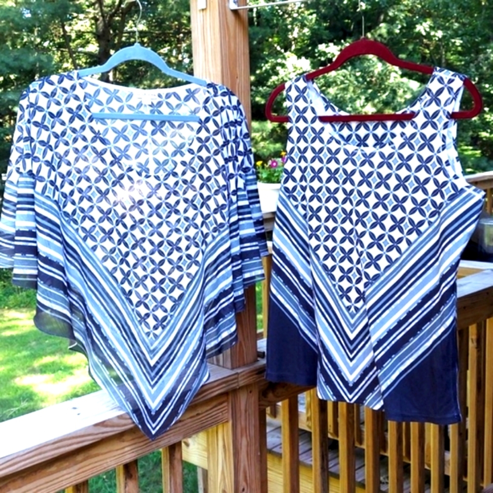 Live and Let Die 2fer 2 pc Set tank top & pull-over cover Poncho lightweight L